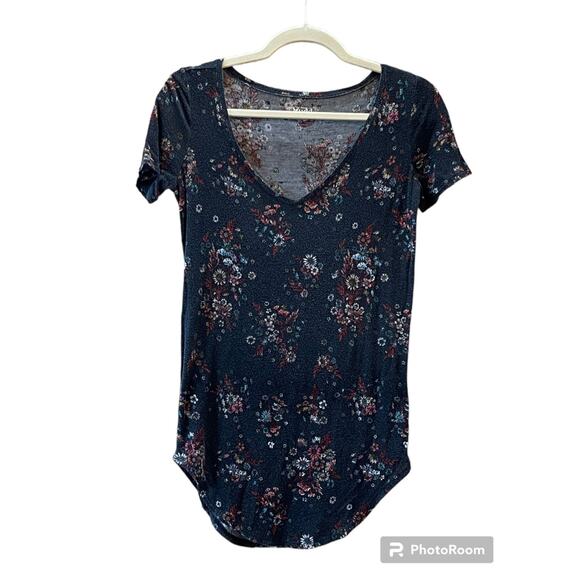 Mudd XS  Top  Multi Color Floral Shoulder Flare Stretch Comfy - Picture 1 of 5